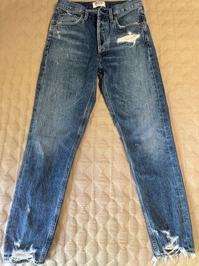 AGOLDE Jamie Jeanie Straight Distressed Blue Jeans Size 26